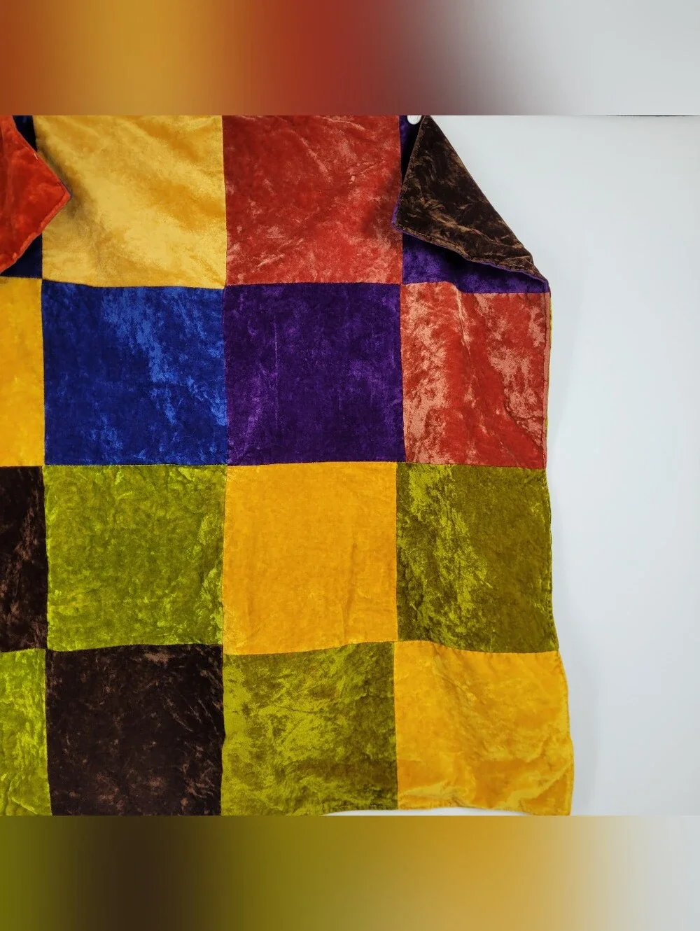 Velvet '70s Inspired Handmade Patchwork Quilt 36 In By 36 In.